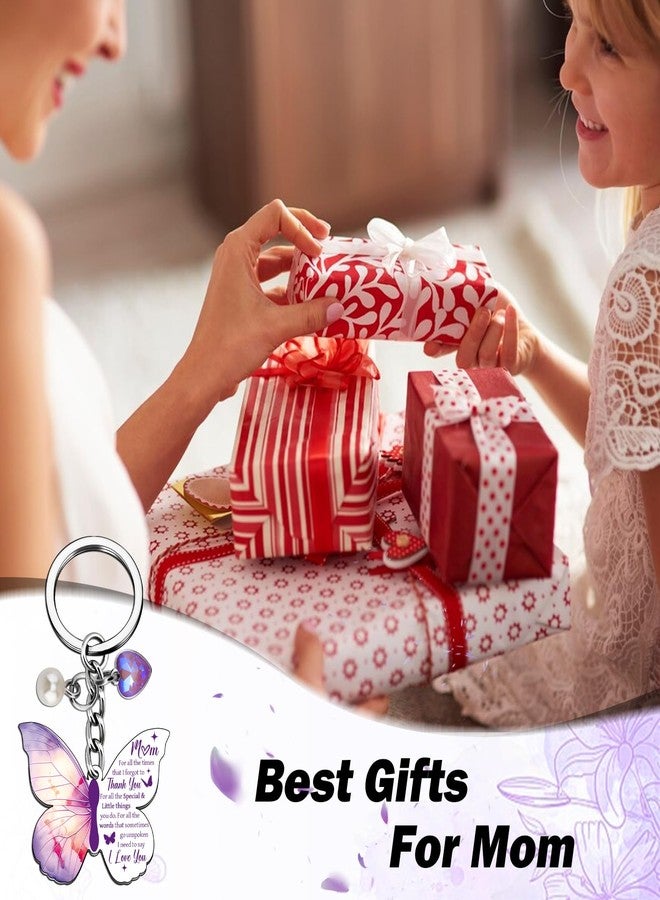 igvean Mothers Day Gifts for Moms Mom Gift from Daughter Son Purple Butterfly Gifts for Moms Best Mom Ever Gift Butterfly Keychain Unique Christmas Birthday Present for Mother I Love You Mama Key Ring - Image 2